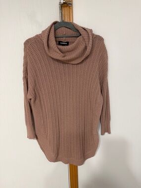 Express muave Ribbed Cowl Neck Sweater
